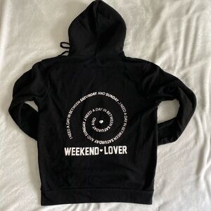 Black “Weekend Lover” full body zipper fleece hoodie